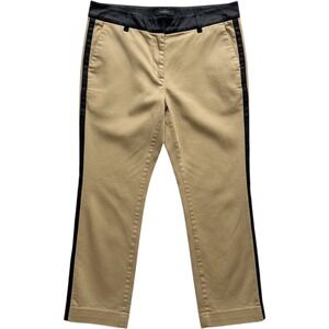 J.Crew Womens Khaki Tan Tuxedo Chino Pants Black Satin Side Stripe Ankle 30.5x23